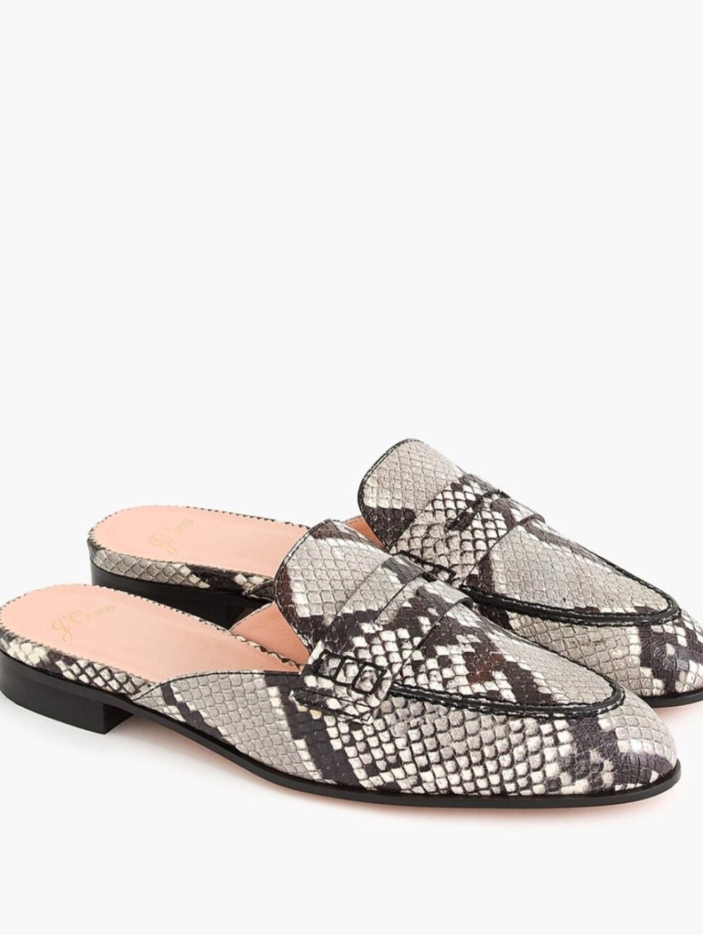 J. Crew Academy Penny Loafer Mules in Snake Size 6